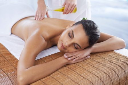 Enjoying a day at the spa. A young woman relaxing in a beauty spa